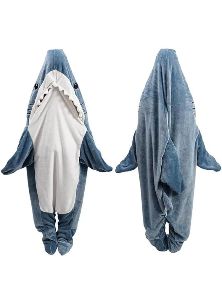 Cute Anime Cartoon Shark Jumpsuits Pajamas For Adults Couples Funny Onesize Role-playing Costumes Wearable Funny Nightdress