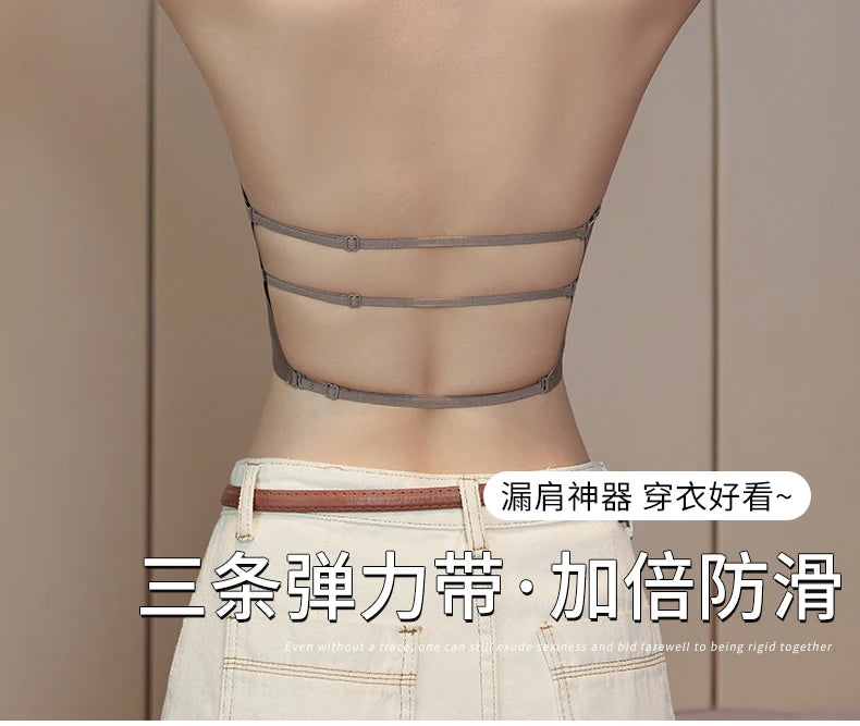 Backless Bra Women Thick Padded Push Up Adhesive Sticky Invisible Bra Small Bust Strapless Convertible Bralette Beach Essential