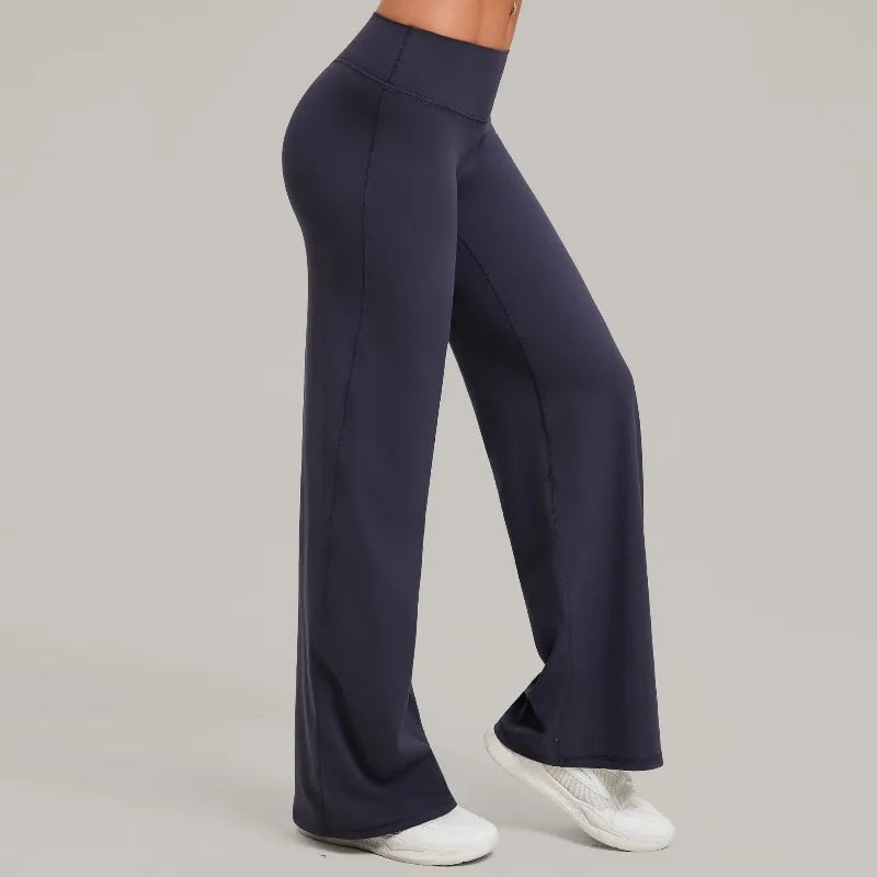 Women's Pilates Straight Yoga Pants Leggings Versatile Loose Wide-Leg Running Sports Fitness Hip-Lifting High Waist Trousers