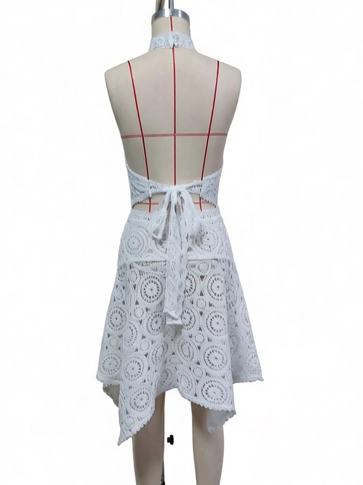 New Hollow Out Crochet Knitted 2 Pieces Suits Tunic Beach Cover Up Cover-ups Beach Dress Beach Wear Beachwear Female Women V8391