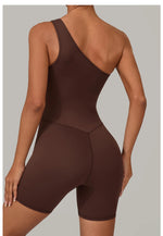 One Shoulder Women Sports Jumpsuit Sleeveless Yoga Rompers Backless Sportswear Women Workout One Piece Bodysuits Female