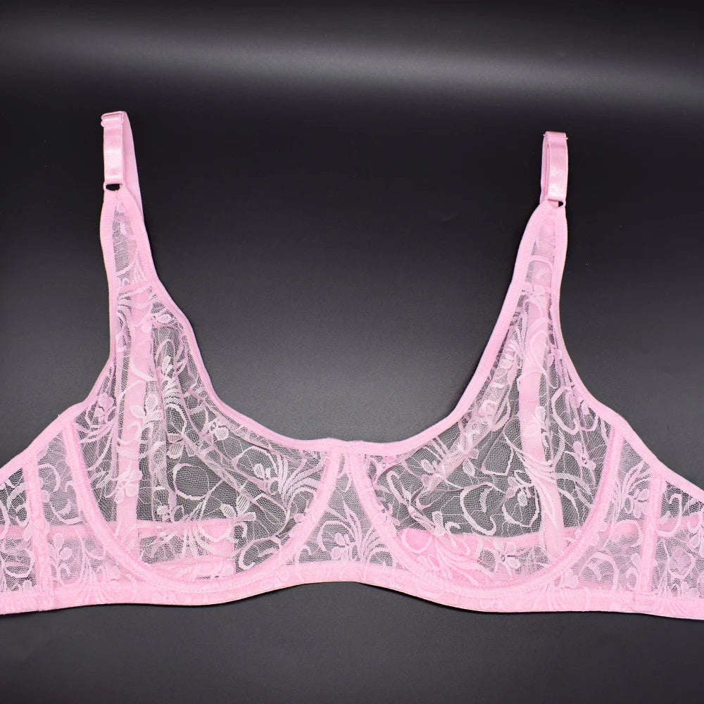 Plus Size Bras For Womens Underwear Underwired Lace Hollow Out Bra Embroidery Sexy Lingerie Brassiere BH Tops 5 Colors