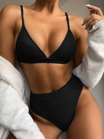 5 Colors Sexy Bikini Women Solid High Waist Swimwear Swimsuit Bikinis Set Ribbed Bathing Suit Female Maillot De Bain Femme 2026