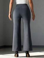 Women's Fitness Straight Pants High Waist Tummy Control Loose Yoga Trousers Gray Booty Lifting Straight Sweatpants Street Style