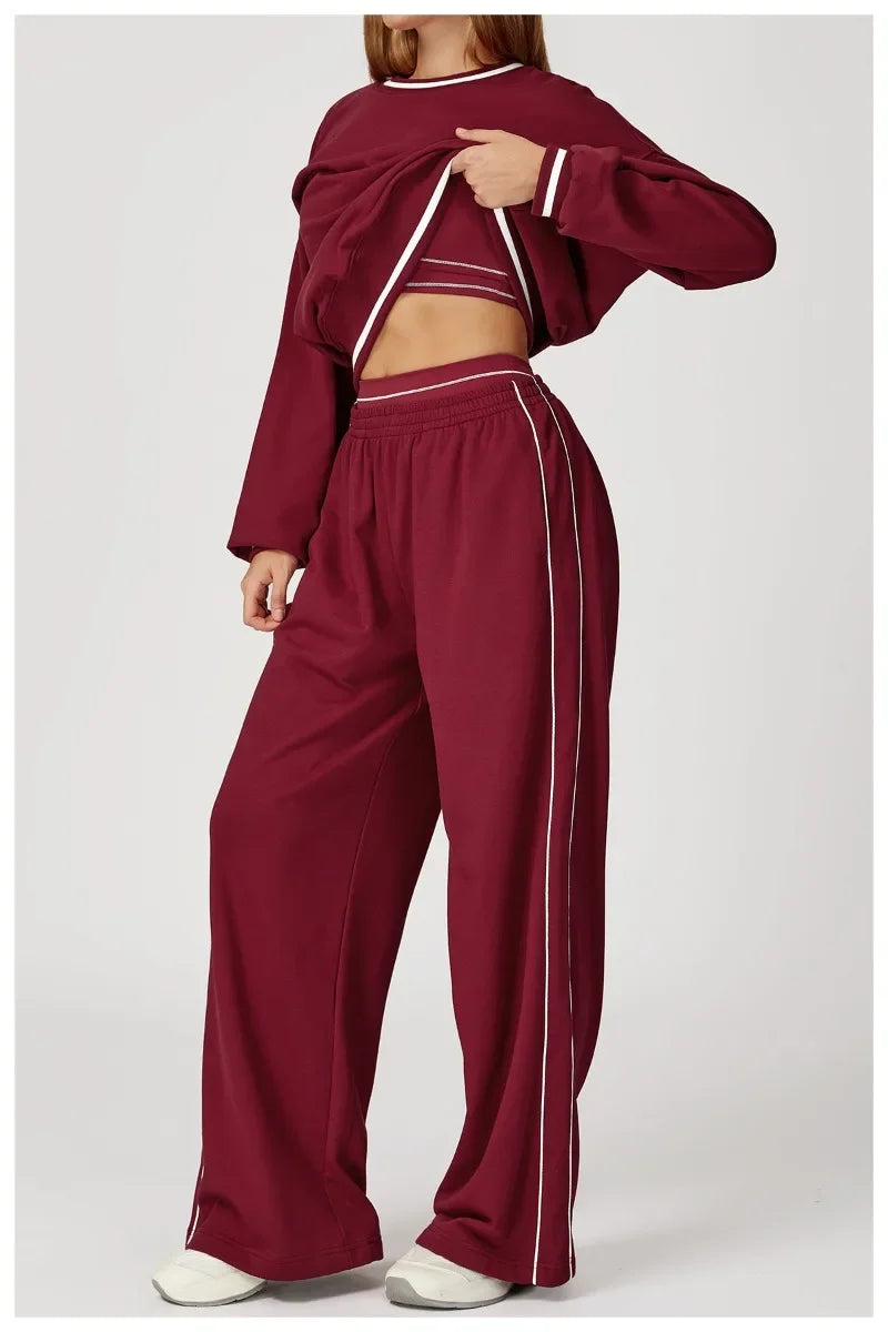 Women's Seamless Yoga Set Long-sleeved Top Pants Tracksuit Running Fitness Sports Set High Waist Slim-fitting Suit