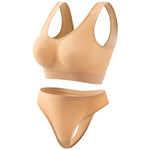 Seamless Bra Set Women Wireless Tanks Bra FemaleLow Rise Thongs Panties Sexy Lingerie Set Comfy Underwear Intimates S-5XL