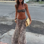 Sexy Women Bikini Printed Swimwear 3Pc Deep V Swimsuit Long Skirt Push Up Biquini Female Fashion Bathing Suit Slimming Beachwear