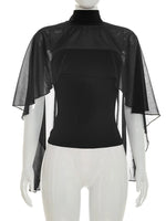 FDYOUI Woman Black Corset with Cover-ups 2-piece Sets Chic Sexy Hollow Out Evening Party Tops Female Blouses Shirts High Street