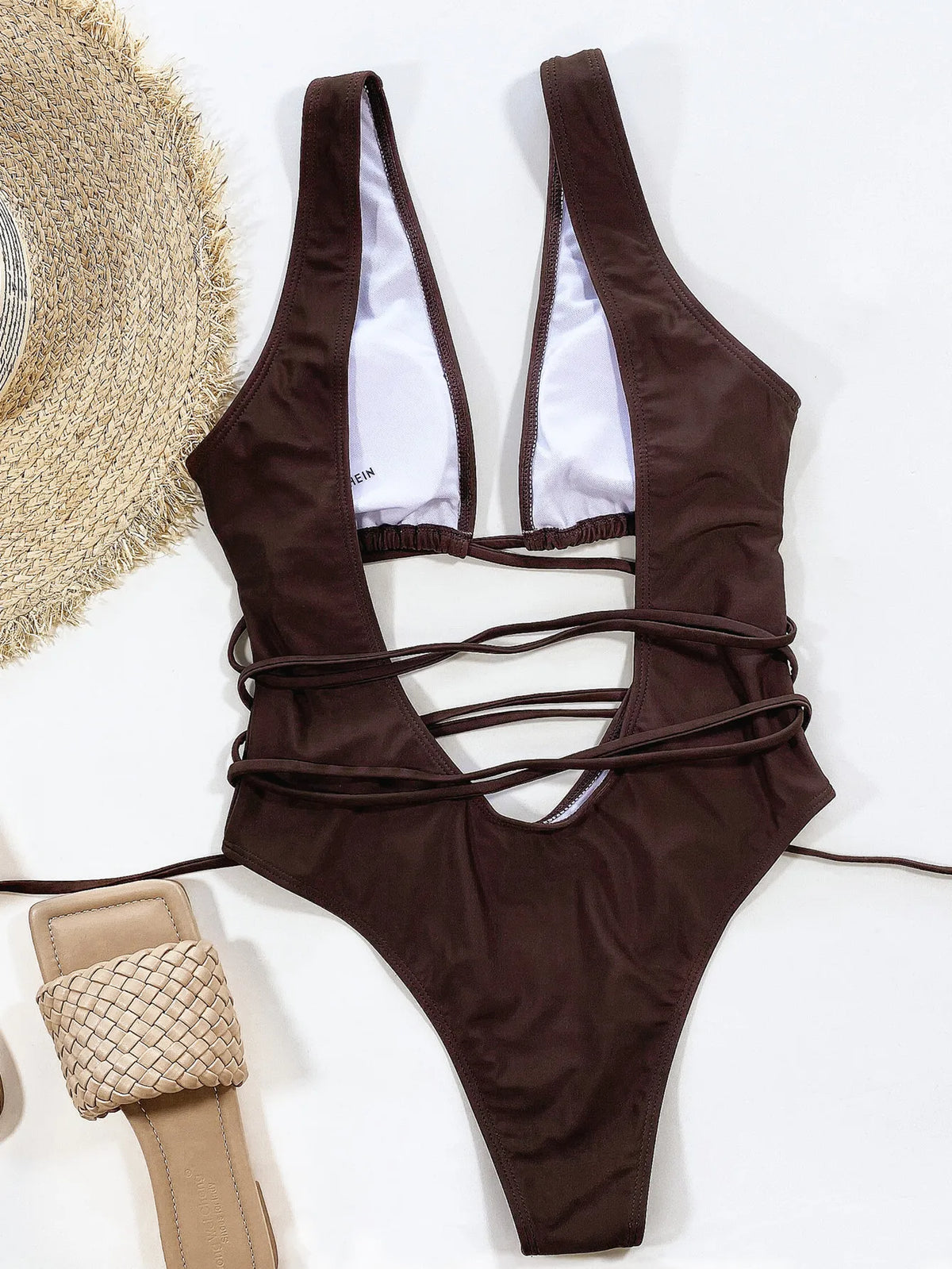 Deep V Neck Wrap Around High Cut Women Swimwear One Piece Swimsuit Female Monikini Tummy Cut Out Bathing Suit Swim Beach Wear