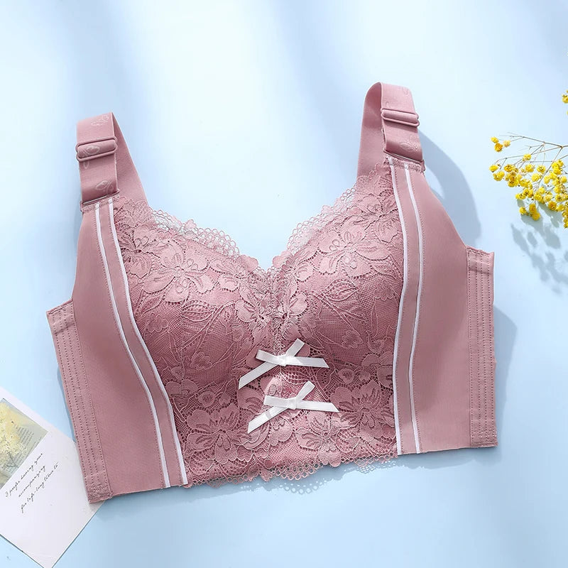 Womens Full Coverage Lace Push Up Bra Wireless Large Size Anti-sagging Underwear Female Lingerie 34 36 38 40 42 44 48 50 C D E