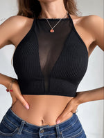 New Sexy Mesh Camisole Crop Top Corset Ribbed Backless Underwear Hot Fashion Women Casual BrassiereTank Top Bralette Lingerie