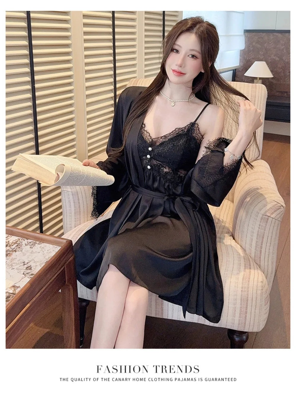 French New Style Pure Sexy Sleep Dress with Built-in Bra V Neck Summer Thin Slim Waist Lace Hollow Out Pajama Set Homewear