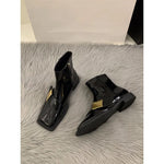Designer Vintage Women Ankle Boots Fashion Square Toe Shoes Spring Autumn Flats Ladies Short Booties 2025