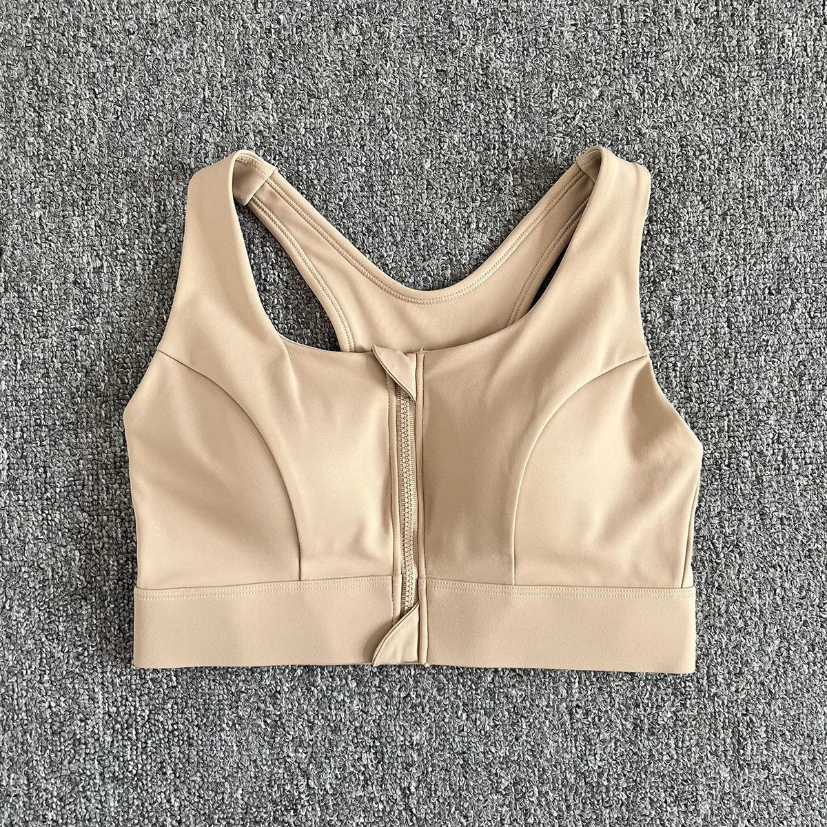 2026 NewFront Zipper Adjustment High Strength Shockproof Gathered Sexy Cross Back Workout Sports Bra For Women
