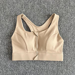 2026 NewFront Zipper Adjustment High Strength Shockproof Gathered Sexy Cross Back Workout Sports Bra For Women