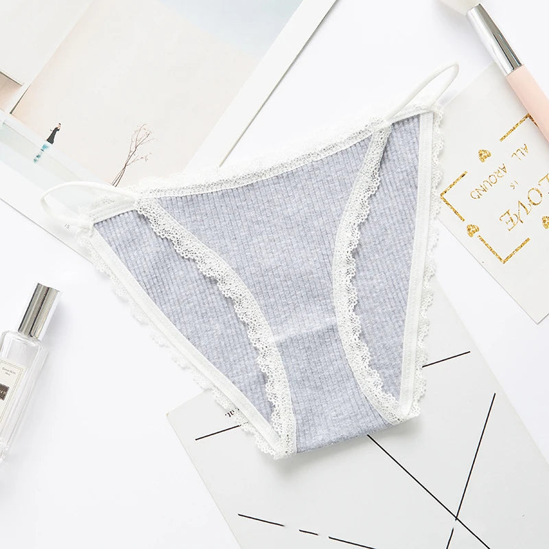 2023 Sexy Women's Panties Breathable Cotton Underwear Sweet Lace Lingerie Cute Female Briefs Comfort Striped Underpants Hot Sale
