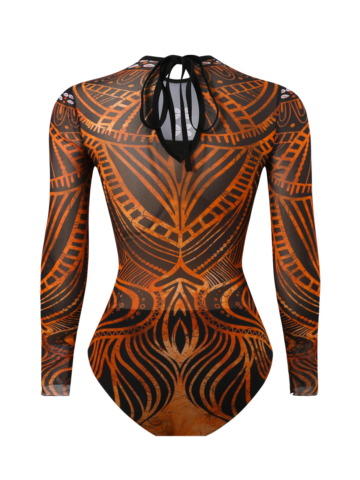 2026 Printed Mesh Swimsuit One Piece & Beach Dress Long Sleeves Swimwear Women Bathing Swimming Swim Suit Padded Beachwear