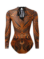 2026 Printed Mesh Swimsuit One Piece & Beach Dress Long Sleeves Swimwear Women Bathing Swimming Swim Suit Padded Beachwear