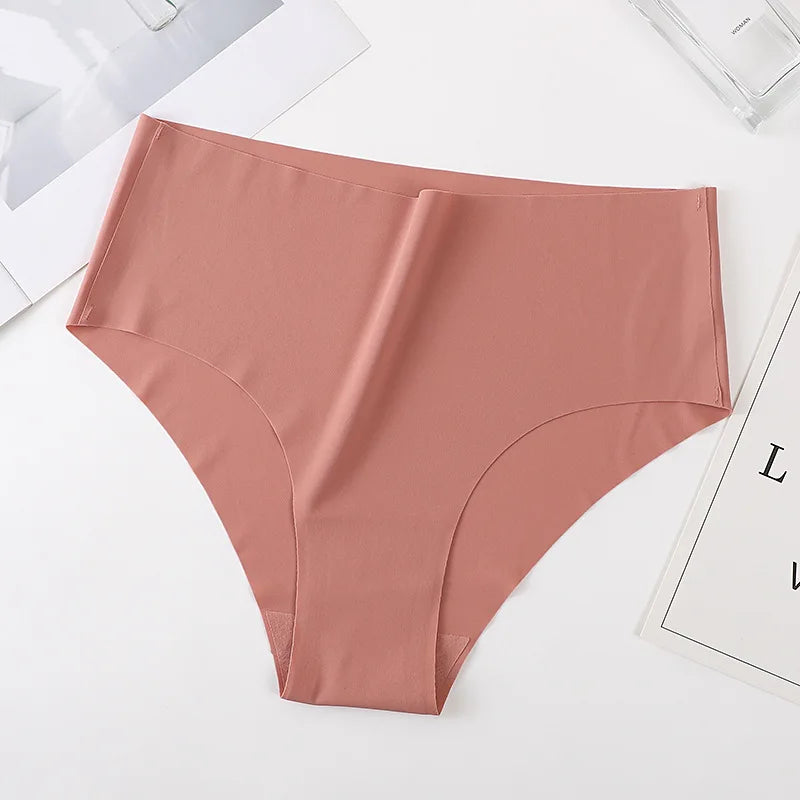 3Pcs/Set Ice Silk Panties Women High Waist Seamless Briefs Breathable Invisible Underwear Soft Stretch Sexy Lingerie XS-XL Panty