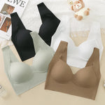 Ice Silk Wireless Bras For Women Push Up Chest One Piece Outer Wear Bra Traceless Underwear Vneck Female Lingerie