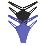 2PCS Women Sexy Cotton Panties Two Belts Hollow Out G-String Thongs Breathable Underwear for Female Solid Color Lingerie S-XL