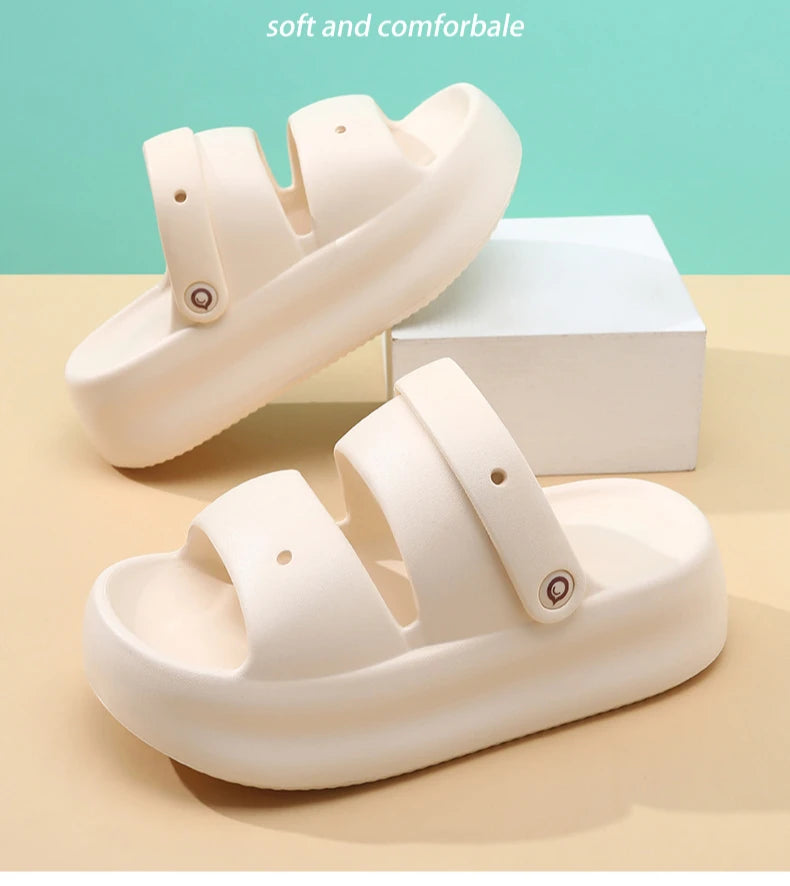 Women Summer Platform Sandals Thick Sole Home Street Slippers Soft EVA Girls Student Daily Walking Shoes 2 Way Wear Sandalias