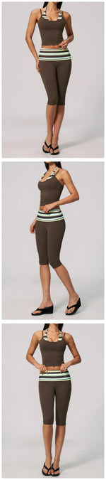 Yoga Set 2PCS Fitness Set Women's Tracksuit Sports Outfits Workout Clothes Female Running Capri Pants Gym Suit Athletic Wear