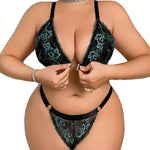 Women's Plus Size Lingerie Sexy Lace Edge Bras and Pants Two-piece Comfortable Gathering Large Underwear Front-button Bra Sets