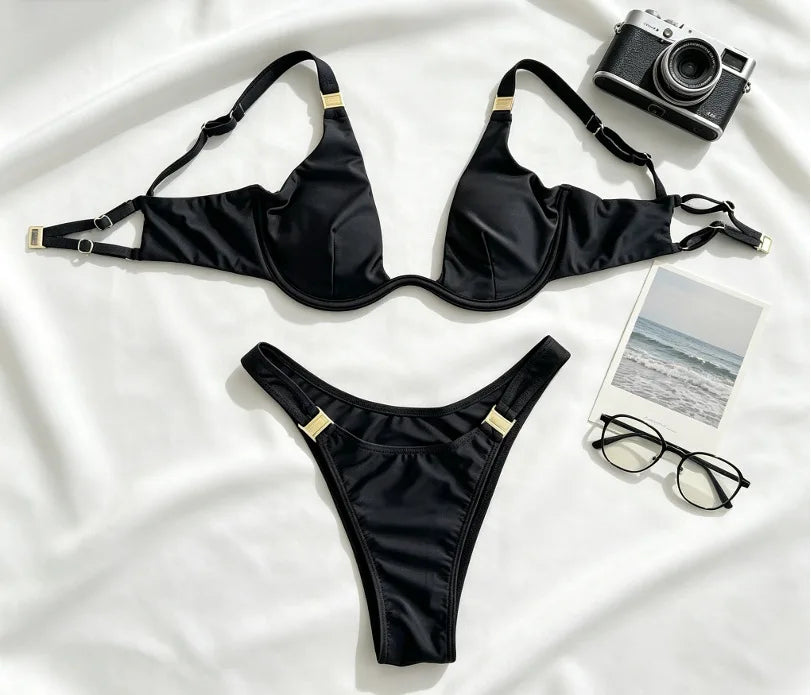 Push Up Bikini Micro Bikinis Set 2026 Womens Swimsuit Sexy Female Thong Swimwear Bathing Suit Solid Thong Biquini Swimming Suits