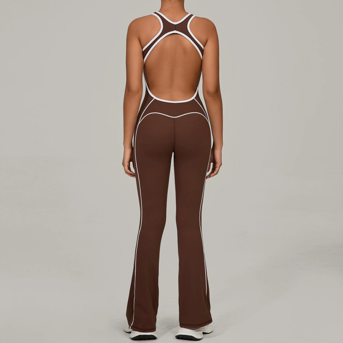 Sexy Backless Bodysuit Women's Set Tracksuits Fitness Sports Jumpsuit Yoga One-piece Suit Flared Pant Fast Dry Workout Clothes