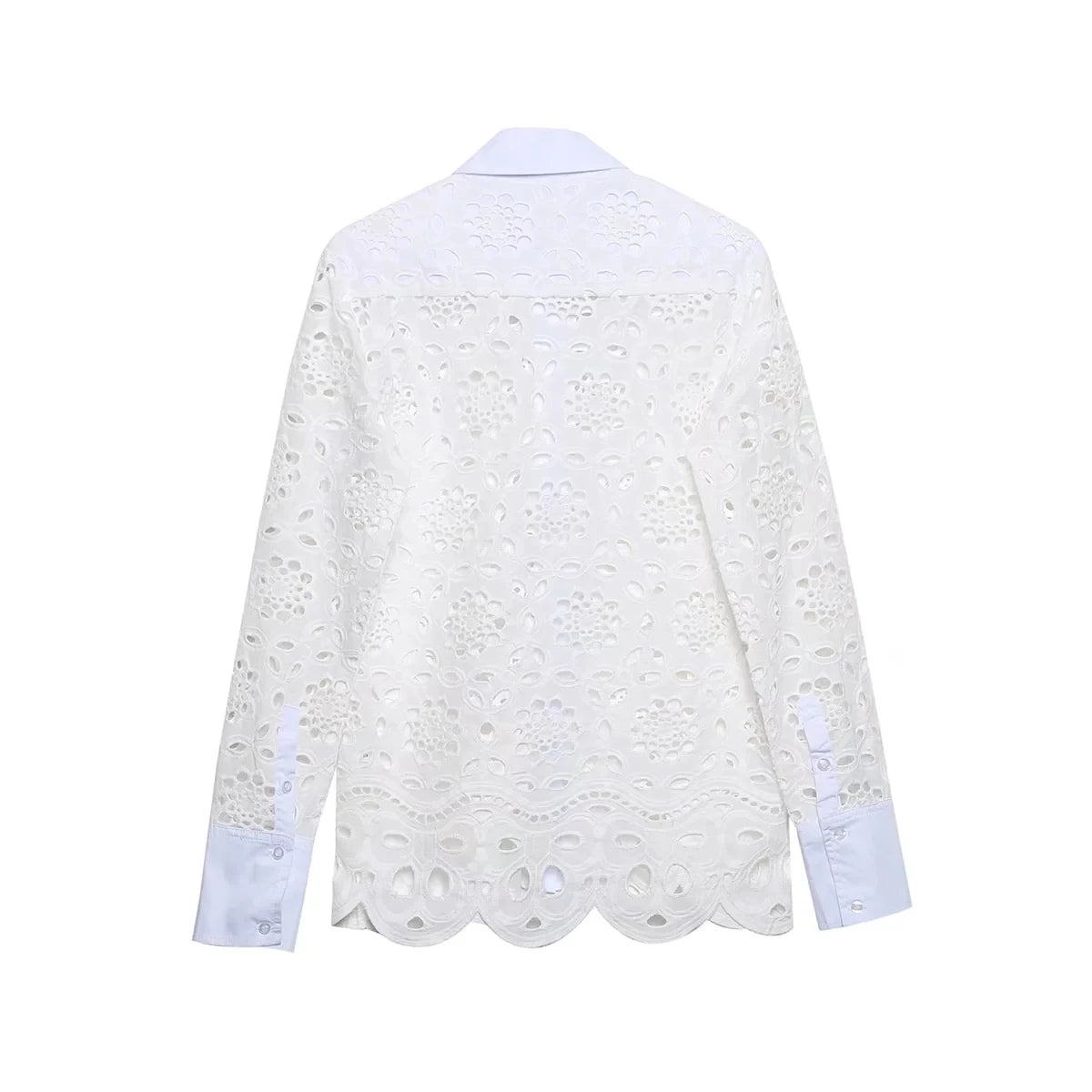Spring Women Summer White Lace Dress Set Hollow Out Embroidery Shirt Skirt 2 Pcs Robe Outfits Single Breasting Cotton Maxi Dress