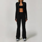 2/3PCS Yoga Suit Women Tracksuits Gym Clothes Workout Flared Pants Zipper Long SleeveAthletic Wear Female Sports Yoga Clothing