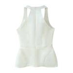 Women's Fashion Casual Halter Neck Slim-Fit Cream White Halter Neck Corset Top With Hem Sleeveless Waist Blouse For Women TTLD