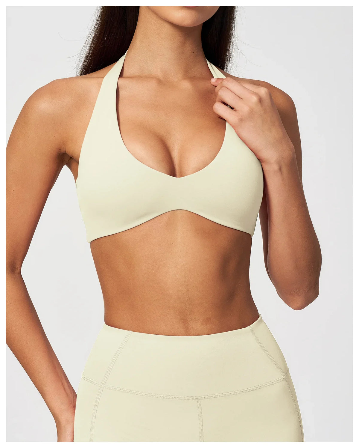 Halter V Neck Yoga Bra Sexy Backless Shockproof Gym Sports Tank Top Quick Dry Workout Fitness Outdoor Gym Running Bra