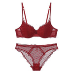 French Lace Women Underwear Sexy Hollow Thin Cup Push Up Bra Fashion Ladies Romantic Lingerie 4 Color Bras With Mesh Panties Set