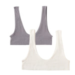 2Pcs/Set Women Non-wire Bra Crop Top Seamless Underwear Female Plunge Bra Tops Ribbed Sexy Lingerie Sports Intimates