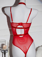 Women's PU Leather Bodysuits Sleeveless Halter Mesh Hollow Out Leotard Body Top Jumpsuits for Party Club