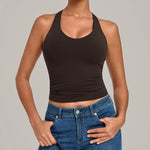 Women's Seamless Yoga Vest Sports Fitness Gym Beauty Back Top Nude Slim Fit Training Running Workout Vest