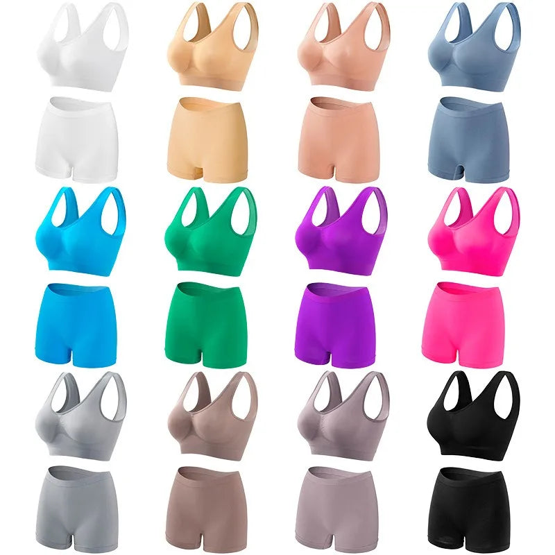 Women Seamless Bra Set Female Bra Tanks Low Waist Boyshorts Underwear Sexy Casual Sports Panties Lingerie Set S-5XL Intimates