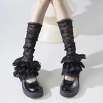 Women Lace Tiered Ruffle Leg Warmers Summer Elegant Stacked Mesh Socks for Dance Party Daily Wear