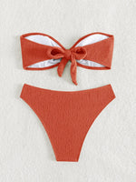 Sexy Bandeau Bikinis Sets Women Metal Ring Linked Push Up Micro Swimsuit 2025 Solid Bathing Suit Thong Swimwear Trajes De Baño