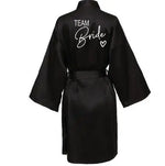 Wedding Party Team Bride Robe With Black Letters Kimono Satin Pajamas Bridesmaid Bathrobe SP004