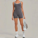 Women's Seamless Yoga Jumpsuits Sports Fitness Gym Sleeveless Backless Hip-lifting Shorts One-piece Training Workout Jumpsuit