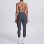 Women's Seamless Yoga Set Cross Back Sports Bra & High Waist Booty Lifting Yoga Leggings Gym Running Fitness Workout Outfit
