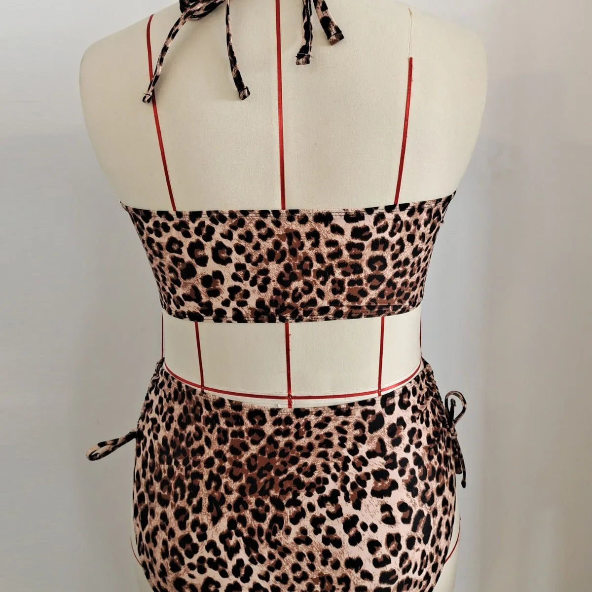 NEW Large Plus Size 2 Pieces Bikini High Waist Swimsuit Women Leopard Swimwear Female Bather Bathing Swimming Swim Suit