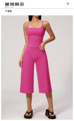 Gym Workout Yoga Sets Women Square Neck Slimming Sports Tank Top Fitness Gym Suit Outdoor High Waist Flare Pants Two-piece Set