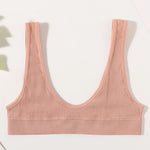 Ribbed Seamless U-Back Bralette Women's Push Up Tube Tops Wire Free Plunge Underwear Sexy Lingerie Small Cup Intimates M-XL