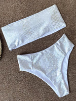 Snake Printed Female Bandeau Swimsuit High Waist Bikini 2025 Women Swimwear Bikini Set Wave Striped Bathing Suit Swim Beachwear