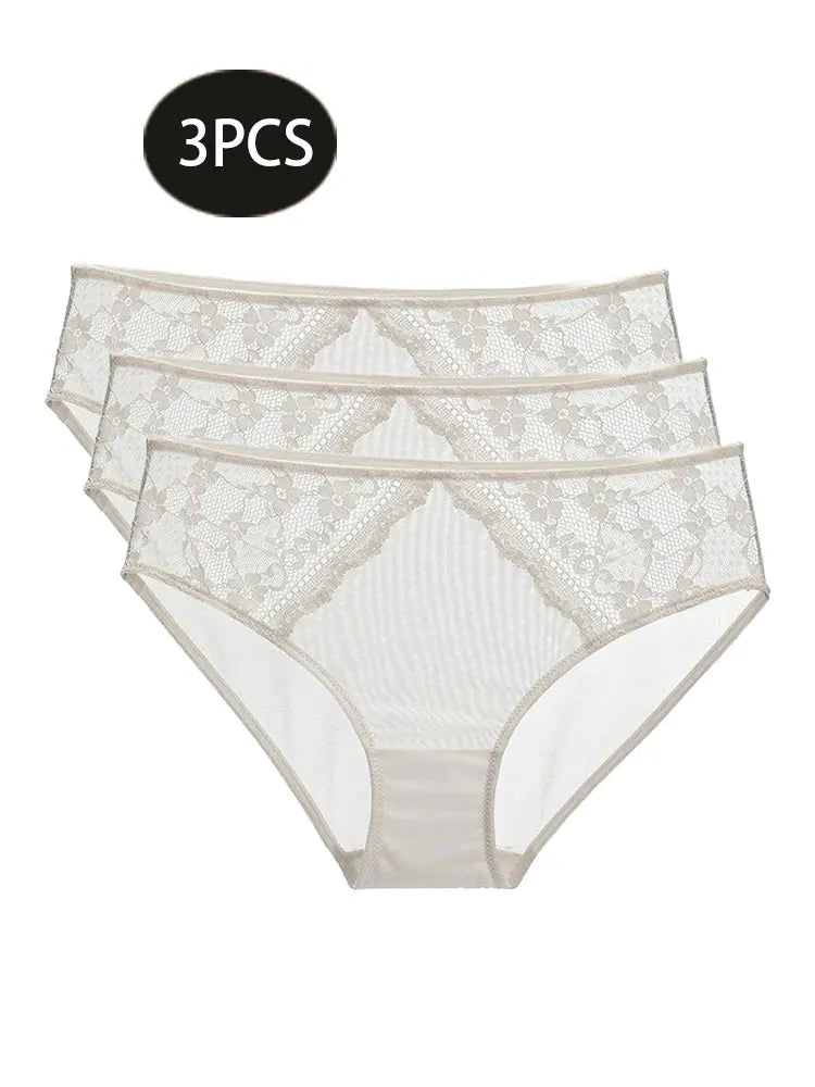 Hip-Hugging Panties, Feminine Butt-Lifting Briefs, Mid-Waist Ultra-Thin Lace Panties, Sexy Hollow-Out Panties