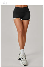 Color Blocking Patchwork Yoga Shorts Women Tight Fitting Peach Hip Lifting Sports Pants Gym Running Bike Wear Leggings